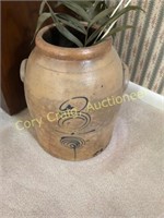 Old glaze stoneware crock with handles