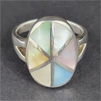 Sterling Mother Of Pearl Ring Sz. 10