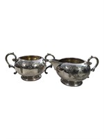 Silver Sugar Bowl w/Creamer