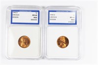 (2) MS 68 RED GRADED LINCOLN CENTS
