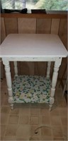 White wooden table with shelf on bottom