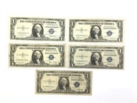 5 - $1 Silver Certificates 1935 Inclg 1 Star Note