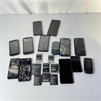 Broken Busted Cell Phone and Batteries Lot