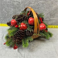 Woven Basket with Apple Pinecone Decorations