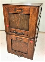 Vintage Wood Two Drawer File Cabinet