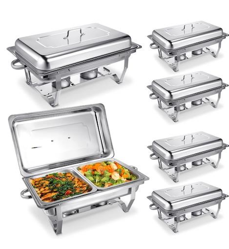 6 Pcs 8 Qt Stainless Steel Chafing Dish Buffet Set