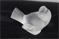 Lalique Frosted Crystal Bird 3 1/2 x 4