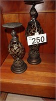 (2) Cast Metal Candle Holders