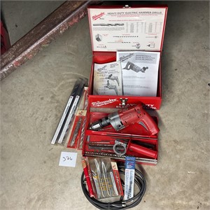 Milwaukee Magnum hammer drill/case with mason bits