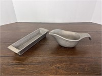Pewter Butter Tray and Gravy Boat