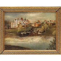 19th C Oil On Canvas Landscape Painting S.C Const