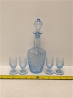 blue hobnail decanter set lovely