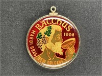 Bacchus 1968 Mardi Gras NOLA Medallion Pendant