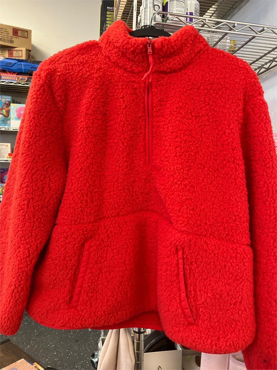 Red fluffy sweater xxl