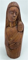 Madonna & Child Carved Wood Bust Sculpture