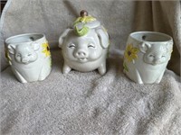 Vintage Ceramic Pig Teapot Set