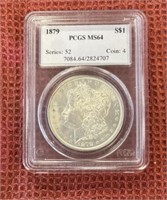 1879 MORGAN SILVER DOLLAR GRADED MS64