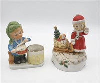 Vintage Christmas Candle Holder & Music Box