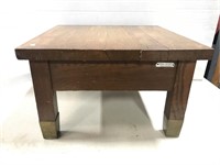 Antique sturdy oak wood low bench stool
