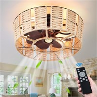 20 Boho Rattan Ceiling Fan w/ Light