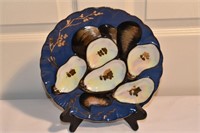 Limoges porcelain oyster plate, 9.5" dia; as is