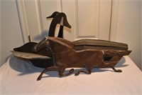 Lot: copper weathervane horse, 2 Canada goose deco