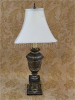 LARGE HEAVY BRONZE ACCENTED COLORED LAMP