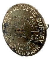 1934 U.S. Coast & Geodetic Survey Benchmark Brass