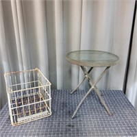 H3 2pc vintage crate Deck table Table 18 h X16 w