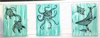 Sea Life Paintings on Canvas Signed Kihek