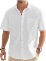 J.VER - Men's Cotton Linen Short Sleeve Shirts