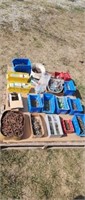 Pallet  of hardware  & plastic  parts bins.