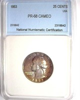 1953 Quarter NNC PR-68 CAMEO LISTS FOR $300
