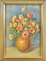 JB Framed Original Acrylic On Canvas Flower & Vase