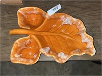 Vintage Ceramic Orange Drip Glazed Leaf