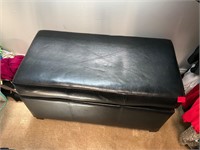 2 Faux Leather Ottoman Storage Boxes