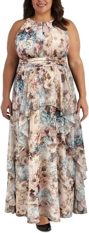 (N) R&M Richards Womens Plus Chiffon Evening Dress