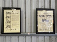 2 x Framed Advertising Prints Harley Davidson and