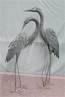Two Tin Crane Sculptures