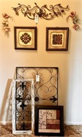 Hanging Decorative Metal Items and Framed