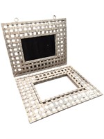 Pair Woven Lattice Metal Frame with Mirror