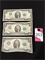 Vtg 1976 Bicentennial $2.00 Bills