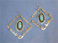 S.S. Navajo Turq. Earrings Hallmarked Tawney Cruz