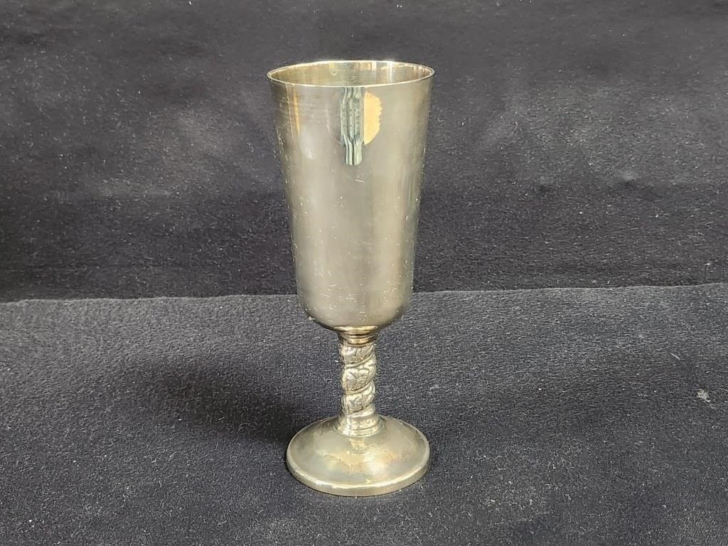 VINTAGE TWISTED STEM SILVER PLATED WINE GOBLET...