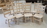 SET OF 8 WORMY MAPLE RUSTIC LADDER BACK SIDE
