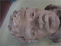 Vintage terra cotta Clay bust of man -Heavy