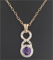 Genuine African Amethyst & Diamond Pendant