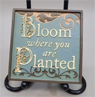 Bloom Where You Are Planted ceramic wall plaque