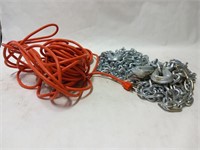 Lot of 40+ft Extension Cord & 13ft Hightest Chains