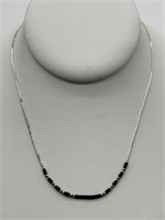 Sterling Silver Liquid Silver Black Onyx Necklace